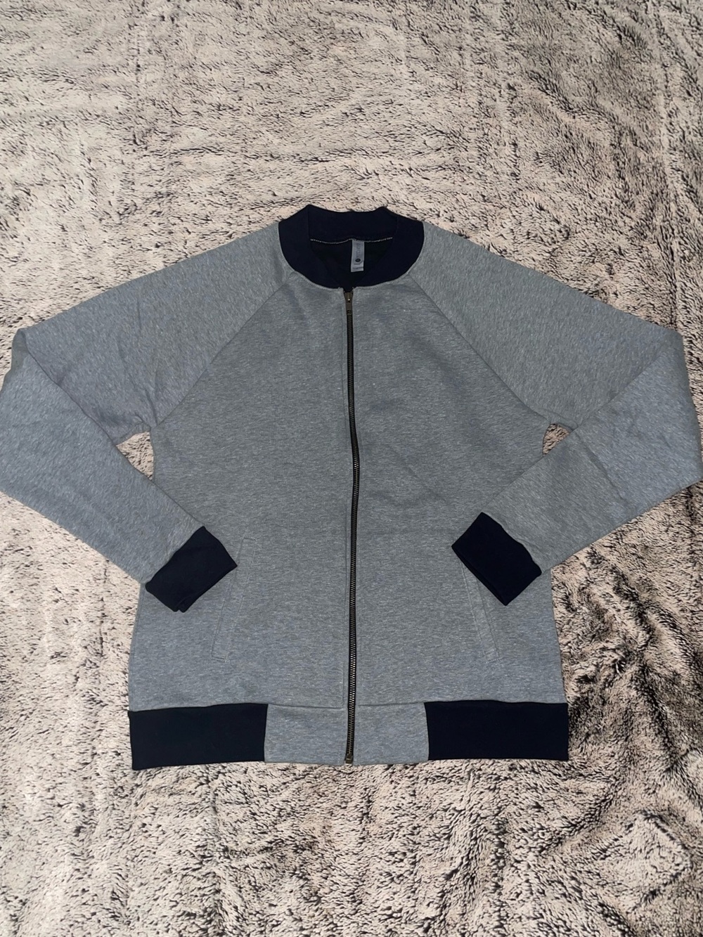 Next Level Apparel Grey Zip-Up Sweater with Black Accents